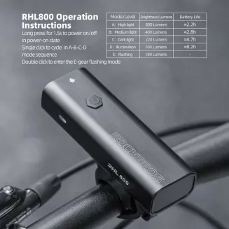 Lampka rowerowa przednia 800 lm USB Rockbros - 6