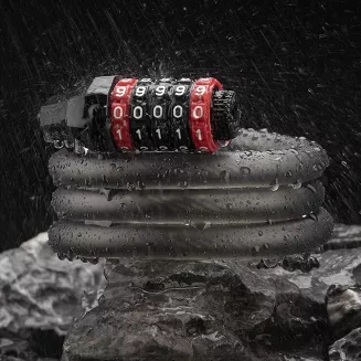 Zapięcie rowerowe Rockbros RKS507-1BK na szyfr 1,8m - czarne - 2