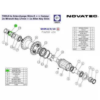 Piasta tył NT-F162SB Szosa;QR;4SB;SH11 rzed. Novatec czarna - 2